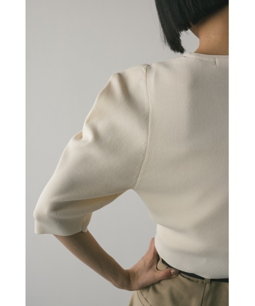 STYLEMIXER（スタイルミキサー）の「ハイゲージモードパフニット（ニット/セーター・レディース・アイボリー/ブラック/パープル・FREE）」の12枚目の写真