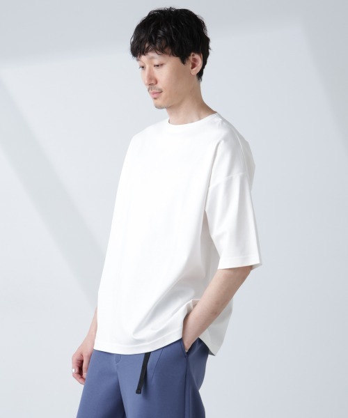 NANO universe(ナノユニバース)の「「NJ/CLUB」モクロディ ボートネック ビッグTシャツ(Tシャツ/カットソー・メンズ・ブラック/ホワイト/グリーン・L/M/S)」の11枚目の写真