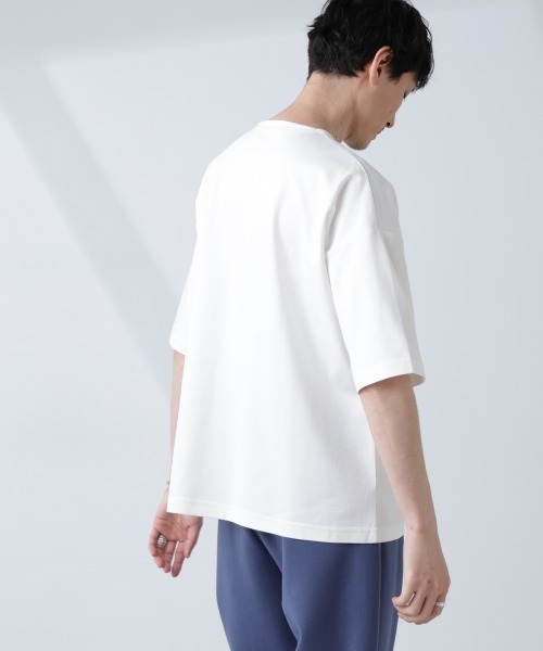 NANO universe(ナノユニバース)の「「NJ/CLUB」モクロディ ボートネック ビッグTシャツ(Tシャツ/カットソー・メンズ・ブラック/ホワイト/グリーン・L/M/S)」の13枚目の写真
