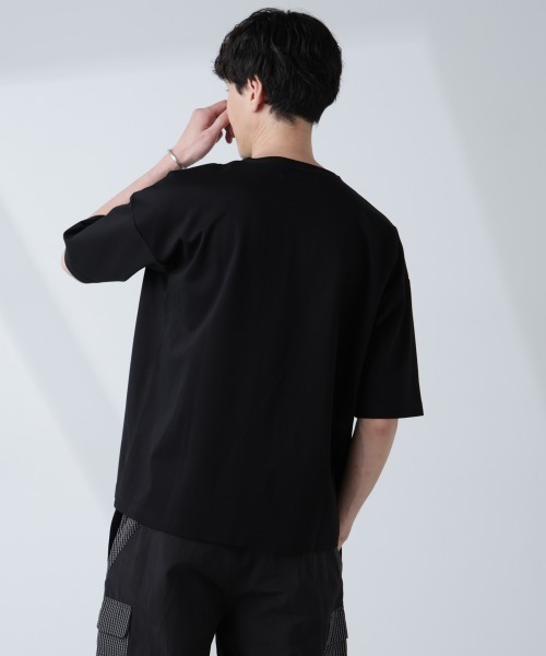 NANO universe(ナノユニバース)の「「NJ/CLUB」モクロディ ボートネック ビッグTシャツ(Tシャツ/カットソー・メンズ・ブラック/ホワイト/グリーン・L/M/S)」の20枚目の写真