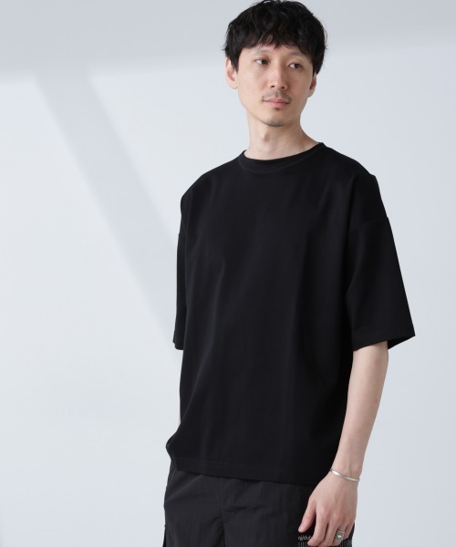 NANO universe(ナノユニバース)の「「NJ/CLUB」モクロディ ボートネック ビッグTシャツ(Tシャツ/カットソー・メンズ・ブラック/ホワイト/グリーン・L/M/S)」の18枚目の写真
