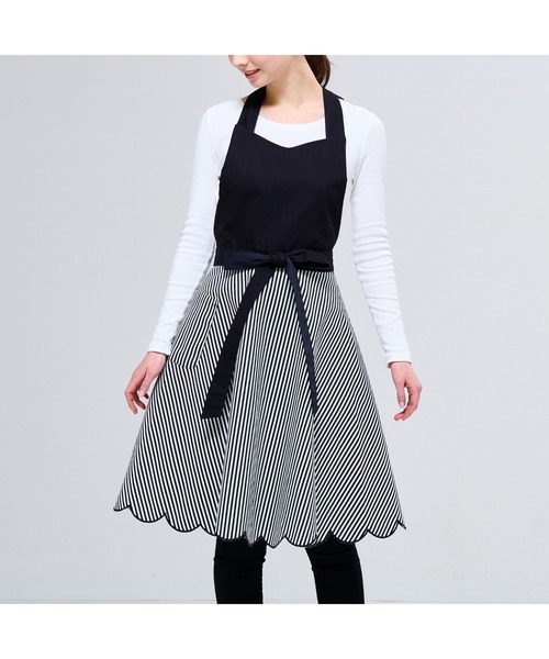 スカラップ フルエプロン ブラック（エプロン）｜Francfranc（フラン