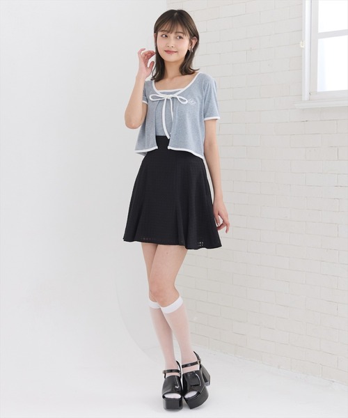 REDYAZEL（レディアゼル）の「バイカラーパイピングカーディガン＆キャミソールセット（カーディガン/ボレロ・レディース・ネイビー/グレー/オフホワイト・FREE）」の22枚目の写真