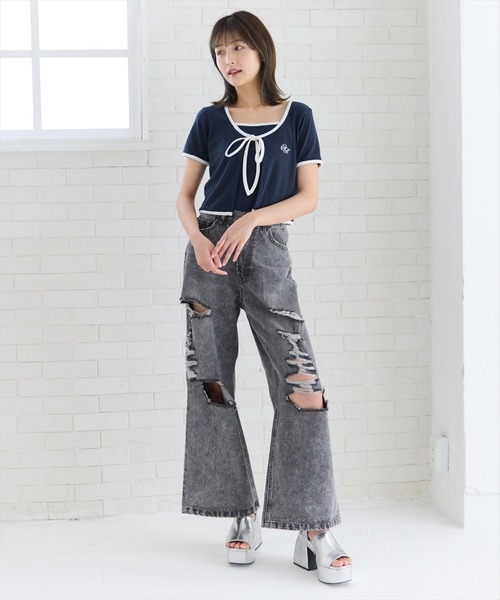 REDYAZEL（レディアゼル）の「バイカラーパイピングカーディガン＆キャミソールセット（カーディガン/ボレロ・レディース・ネイビー/グレー/オフホワイト・FREE）」の13枚目の写真