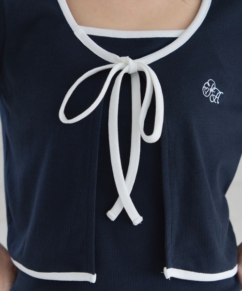 REDYAZEL（レディアゼル）の「バイカラーパイピングカーディガン＆キャミソールセット（カーディガン/ボレロ・レディース・ネイビー/グレー/オフホワイト・FREE）」の20枚目の写真