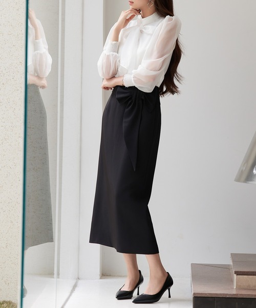 ビッグリボンロングタイトスカート（スカート）｜SAISON DE PAPILLON