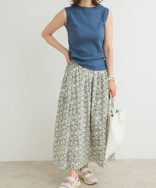 URBAN RESEARCH DOORS（アーバンリサーチドアーズ）の「コットンフラワーギャザースカート（スカート・レディース・グレー系その他/ネイビー・MEDIUM）」の8枚目の写真