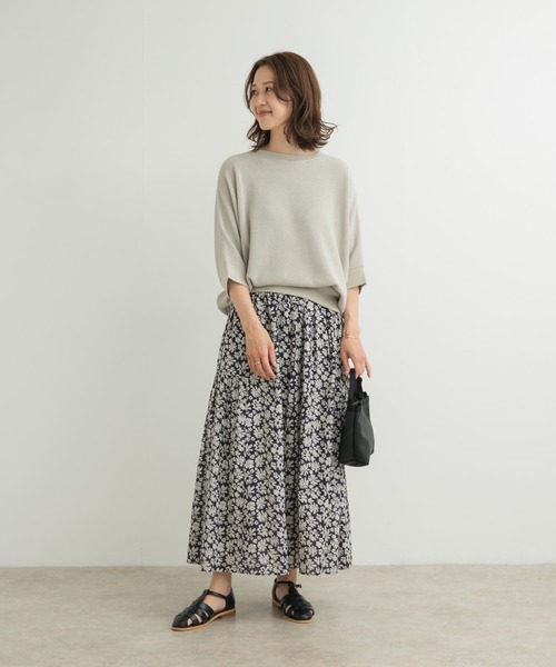 URBAN RESEARCH DOORS（アーバンリサーチドアーズ）の「コットンフラワーギャザースカート（スカート・レディース・グレー系その他/ネイビー・MEDIUM）」の18枚目の写真