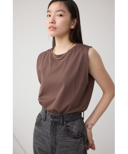 AZUL by moussy（アズールバイマウジー）の「C/Tベーシッククルーネックタンク（タンクトップ・レディース・ブラウン/アイボリー/ブラック/ライトピンク・FREE）」の22枚目の写真