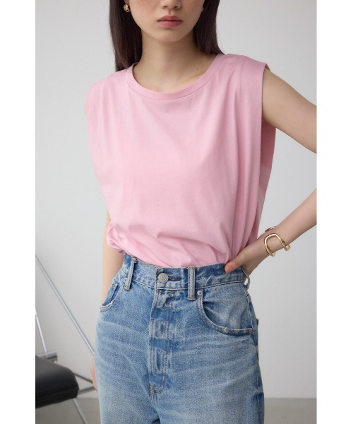 AZUL by moussy（アズールバイマウジー）の「C/Tベーシッククルーネックタンク（タンクトップ・レディース・ブラウン/アイボリー/ブラック/ライトピンク・FREE）」の13枚目の写真