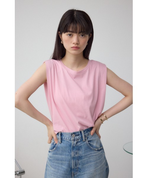 AZUL by moussy（アズールバイマウジー）の「C/Tベーシッククルーネックタンク（タンクトップ・レディース・ブラウン/アイボリー/ブラック/ライトピンク・FREE）」の12枚目の写真