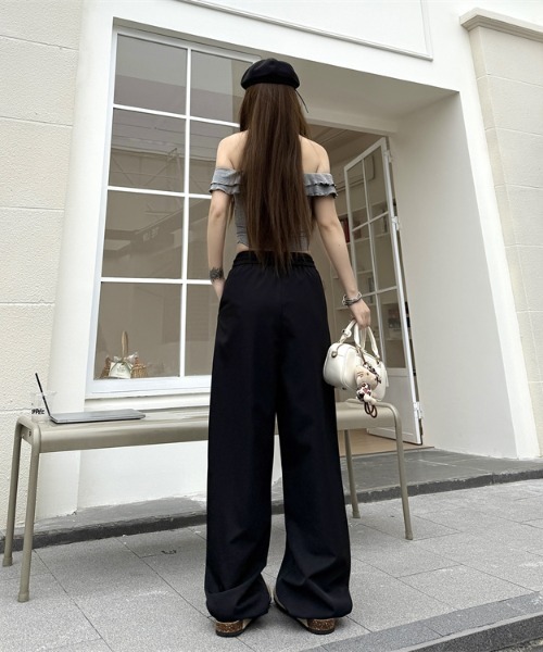 Teem Store（チームストア）の「【春夏新作】ルーズシルエットシンプルイージーパンツ（その他パンツ・レディース・ブルー/アイボリー/ブラック/パープル・M/L）」の9枚目の写真