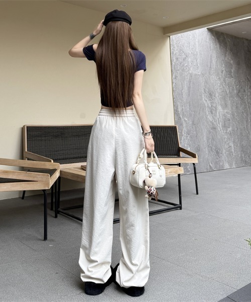Teem Store（チームストア）の「【春夏新作】ルーズシルエットシンプルイージーパンツ（その他パンツ・レディース・ブルー/アイボリー/ブラック/パープル・M/L）」の6枚目の写真