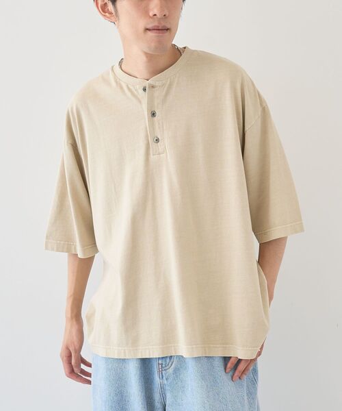 CRAFT STANDARD BOUTIQUE(クラフトスタンダードブティック)の「ヴィンテージ加工 ヘンリーTEE(Tシャツ/カットソー・メンズ・グレー/ブルー/アイボリー/ブラック・M/L/XL)」の8枚目の写真
