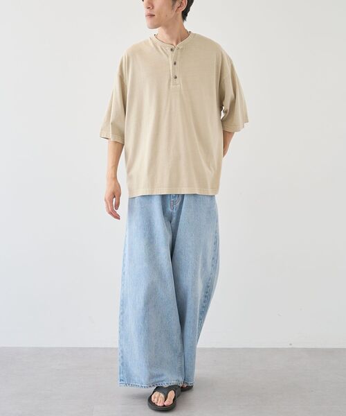 CRAFT STANDARD BOUTIQUE(クラフトスタンダードブティック)の「ヴィンテージ加工 ヘンリーTEE(Tシャツ/カットソー・メンズ・グレー/ブルー/アイボリー/ブラック・M/L/XL)」の10枚目の写真