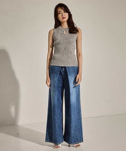 CLANE(クラネ)の「【CLANE/クラネ】W FACE HALL KNIT TOPS/ニットトップス/ノースリーブ/タンクトップ(タンクトップ・レディース・オレンジ/ブルー/ブラック・1)」の19枚目の写真