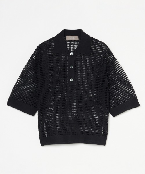 HELIOPOLE（エリオポール）の「POLO KNIT PULLOVER（ポロシャツ・レディース・アイボリー/ブラック・38）」の2枚目の写真