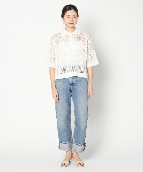 HELIOPOLE（エリオポール）の「POLO KNIT PULLOVER（ポロシャツ・レディース・アイボリー/ブラック・38）」の8枚目の写真
