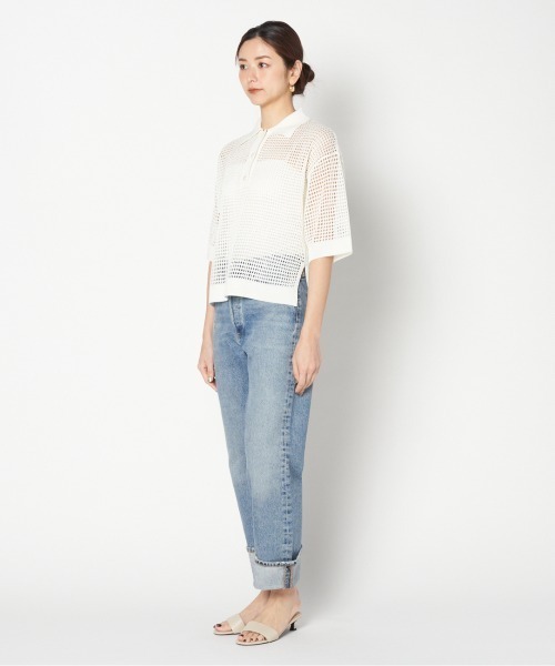 HELIOPOLE（エリオポール）の「POLO KNIT PULLOVER（ポロシャツ・レディース・アイボリー/ブラック・38）」の9枚目の写真