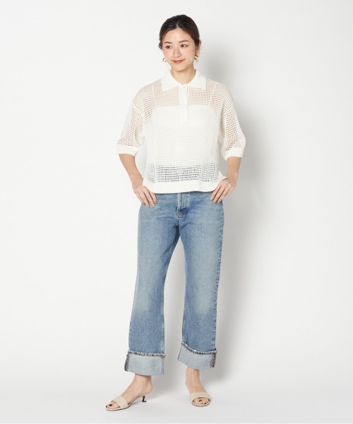 HELIOPOLE（エリオポール）の「POLO KNIT PULLOVER（ポロシャツ・レディース・アイボリー/ブラック・38）」の12枚目の写真