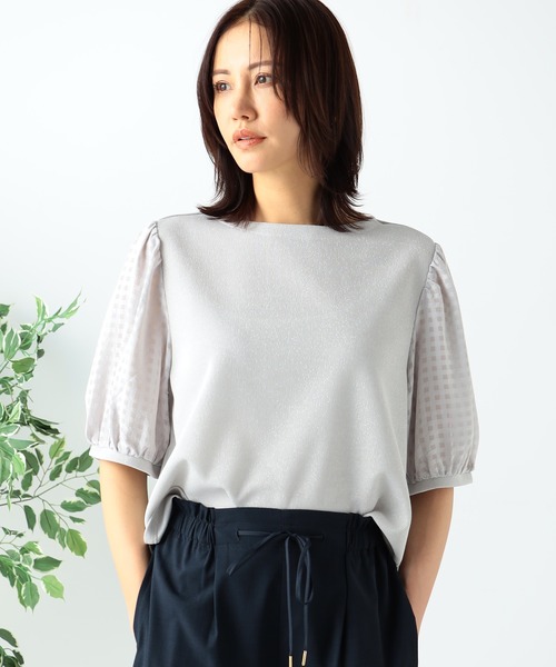 GALLORIA（ギャローリア）の「袖シアー切替プルオーバー（Tシャツ/カットソー・レディース・ブラック/ライトグレー/オレンジ・M/L/LL/S）」の3枚目の写真