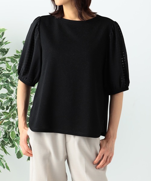 GALLORIA（ギャローリア）の「袖シアー切替プルオーバー（Tシャツ/カットソー・レディース・ブラック/ライトグレー/オレンジ・M/L/LL/S）」の5枚目の写真