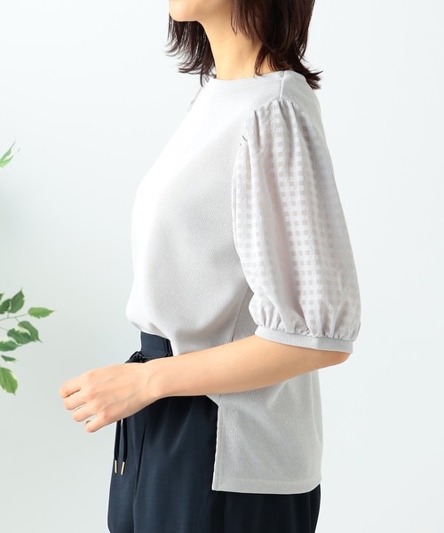 GALLORIA（ギャローリア）の「袖シアー切替プルオーバー（Tシャツ/カットソー・レディース・ブラック/ライトグレー/オレンジ・M/L/LL/S）」の9枚目の写真