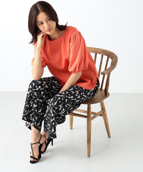 GALLORIA（ギャローリア）の「袖シアー切替プルオーバー（Tシャツ/カットソー・レディース・ブラック/ライトグレー/オレンジ・M/L/LL/S）」の15枚目の写真