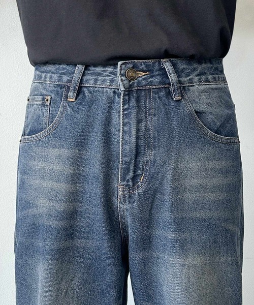 LOWO(ロワ)の「ウォッシュド加工ハイウエストワイドデニムパンツ(デニムパンツ・メンズ・ブルー・L/M/S)」の9枚目の写真