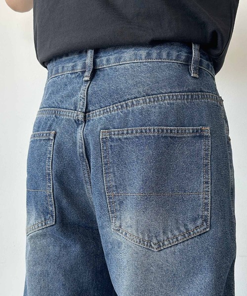 LOWO(ロワ)の「ウォッシュド加工ハイウエストワイドデニムパンツ(デニムパンツ・メンズ・ブルー・L/M/S)」の10枚目の写真