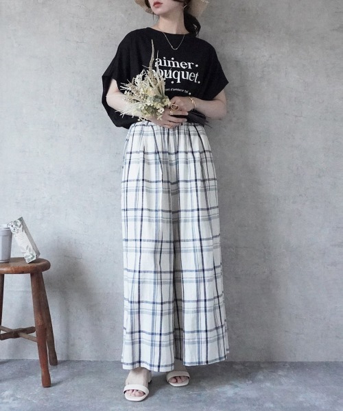 SELECT LEVERY(セレクトリベリー)の「ウエストゴム チェック柄フレアワイドパンツ(その他パンツ・レディース・ブラック系その他/ホワイト系その他・X-LARGE/SMALL/MEDIUM/LARGE)」の10枚目の写真
