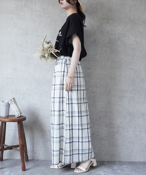 SELECT LEVERY(セレクトリベリー)の「ウエストゴム チェック柄フレアワイドパンツ(その他パンツ・レディース・ブラック系その他/ホワイト系その他・X-LARGE/SMALL/MEDIUM/LARGE)」の8枚目の写真