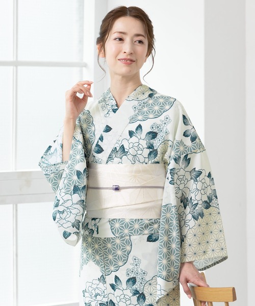 “初心者でもプロの着姿”新二部式 セパレート浴衣3点セット（上衣・下衣・おはしょり布＋帯＋伊達締)【SOUBIEN】
