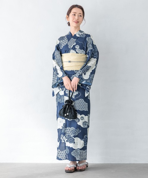 B初心者OK♪ セパレート大人浴衣 3部式＆おはしょりベルト付き 帯セット涼しい B初心者OK♪ セパレート大人浴衣 3部式＆おはしょりベルト付き