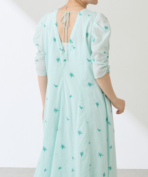 no Quittez pas 水色刺繍ワンピース NE QUITTEZ PAS! ワンピース ne Quittez pas COTTON VOILE DOT
