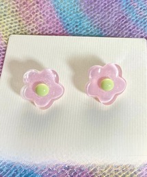YU-KA:フラワーデザインポップピアス flower design pop pierce