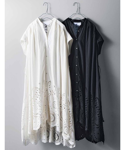 MEDE19F（メデジュウキュウ）の「ＭＥＤＥ１９Ｆ　【ＭＡＤＥ　ＩＮ　ＩＮＤＩＡ　ＣＯＬＬＥＣＴＩＯＮ】シフリー刺しゅうワンピース（ワンピース・レディース・オフホワイト/スミクロ・2/1/3）」の4枚目の写真
