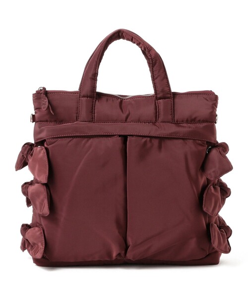 Casselini（キャセリーニ）の「【別注】Casselini / リボン ヘルメット バッグ（トートバッグ・レディース・ブラック/ボルドー・ONE SIZE）」の8枚目の写真