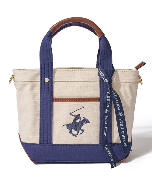 BEVERLY HILLS POLO CLUB(ビバリーヒルズポロクラブ)の「【Beverly Hills Polo Club/ビバリーヒルズポロクラブ】ポニー刺繍キャンバストートバッグXS(ショルダーストラップ付)(トートバッグ・レディース・ホワイト系1/グレー/ブラック/ホワイト系2・FREE)」の21枚目の写真