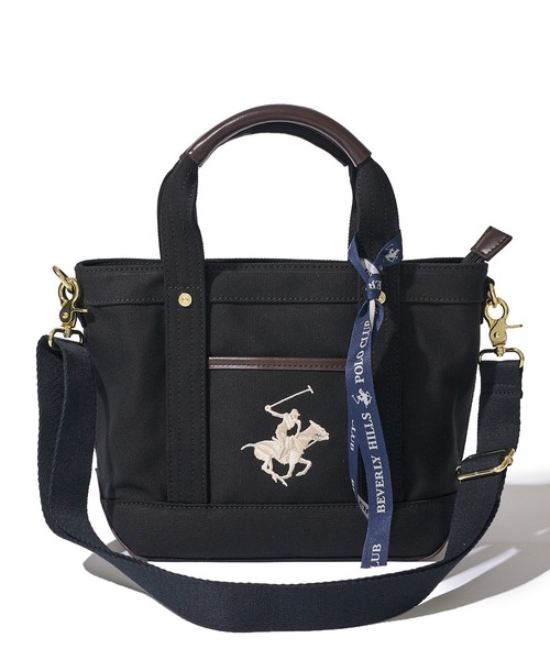 BEVERLY HILLS POLO CLUB(ビバリーヒルズポロクラブ)の「【Beverly Hills Polo Club/ビバリーヒルズポロクラブ】ポニー刺繍キャンバストートバッグXS(ショルダーストラップ付)(トートバッグ・レディース・ホワイト系1/グレー/ブラック/ホワイト系2・FREE)」の20枚目の写真