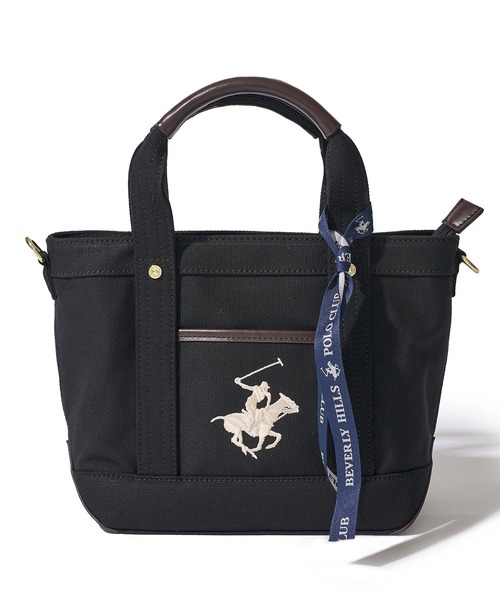 BEVERLY HILLS POLO CLUB(ビバリーヒルズポロクラブ)の「【Beverly Hills Polo Club/ビバリーヒルズポロクラブ】ポニー刺繍キャンバストートバッグXS(ショルダーストラップ付)(トートバッグ・レディース・ホワイト系1/グレー/ブラック/ホワイト系2・FREE)」の19枚目の写真