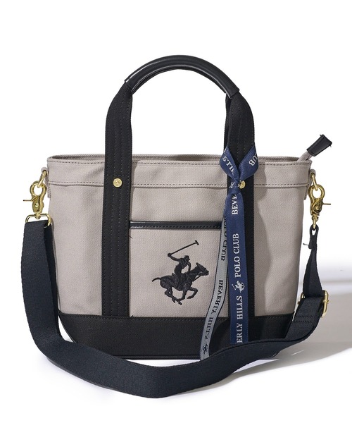 BEVERLY HILLS POLO CLUB(ビバリーヒルズポロクラブ)の「【Beverly Hills Polo Club/ビバリーヒルズポロクラブ】ポニー刺繍キャンバストートバッグXS(ショルダーストラップ付)(トートバッグ・レディース・ホワイト系1/グレー/ブラック/ホワイト系2・FREE)」の18枚目の写真