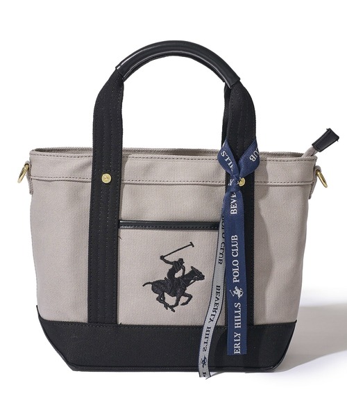 BEVERLY HILLS POLO CLUB(ビバリーヒルズポロクラブ)の「【Beverly Hills Polo Club/ビバリーヒルズポロクラブ】ポニー刺繍キャンバストートバッグXS(ショルダーストラップ付)(トートバッグ・レディース・ホワイト系1/グレー/ブラック/ホワイト系2・FREE)」の17枚目の写真