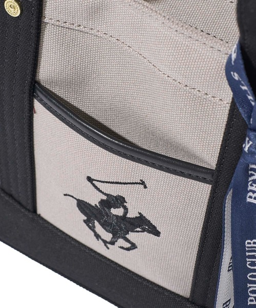 BEVERLY HILLS POLO CLUB(ビバリーヒルズポロクラブ)の「【Beverly Hills Polo Club/ビバリーヒルズポロクラブ】ポニー刺繍キャンバストートバッグXS(ショルダーストラップ付)(トートバッグ・レディース・ホワイト系1/グレー/ブラック/ホワイト系2・FREE)」の12枚目の写真