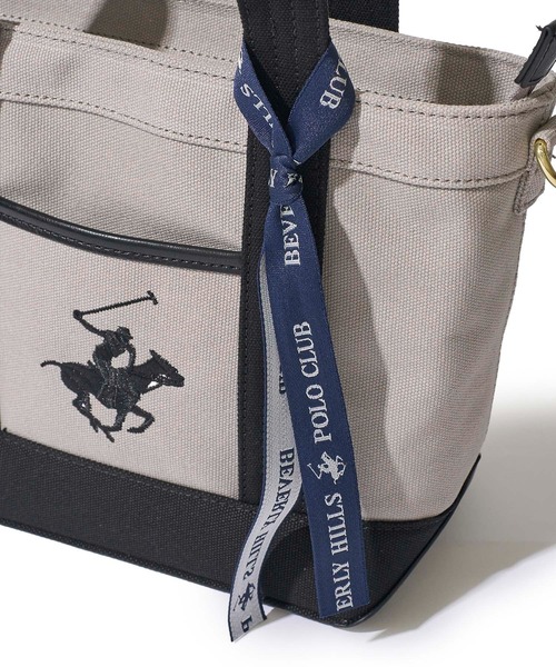 BEVERLY HILLS POLO CLUB(ビバリーヒルズポロクラブ)の「【Beverly Hills Polo Club/ビバリーヒルズポロクラブ】ポニー刺繍キャンバストートバッグXS(ショルダーストラップ付)(トートバッグ・レディース・ホワイト系1/グレー/ブラック/ホワイト系2・FREE)」の10枚目の写真