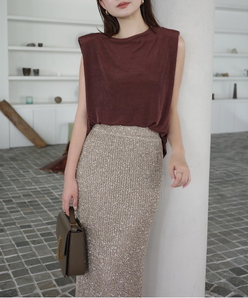 anuans(アニュアンス)の「スパンコールニットタイトスカート(スカート・レディース・ブラック/ライトグレー/ベージュ・S/M)」の17枚目の写真