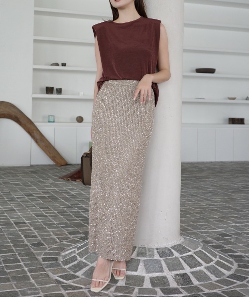 anuans(アニュアンス)の「スパンコールニットタイトスカート(スカート・レディース・ブラック/ライトグレー/ベージュ・S/M)」の15枚目の写真