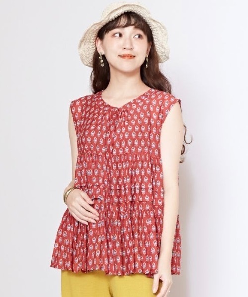 チャイハネ(チャイハネ)の「【チャイハネ】アシミーナノースリーブトップス(その他トップス・レディース・ホワイト/レッド/ブラウン/ネイビー・FREE)」の4枚目の写真