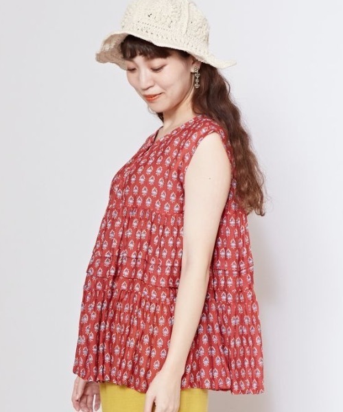 チャイハネ(チャイハネ)の「【チャイハネ】アシミーナノースリーブトップス(その他トップス・レディース・ホワイト/レッド/ブラウン/ネイビー・FREE)」の8枚目の写真