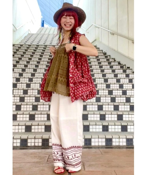 チャイハネ(チャイハネ)の「【チャイハネ】アシミーナノースリーブトップス(その他トップス・レディース・ホワイト/レッド/ブラウン/ネイビー・FREE)」の15枚目の写真